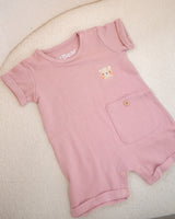 LEBEAR SIGNATURE EMBROIDERY ONESIE IN TEA ROSE