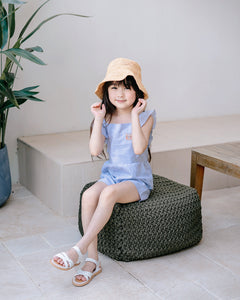 Kids striped playsuit in Sky Blue crafted from 100% premium cotton.