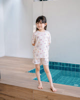 Front view of LeBear Wander & Wonder Kids Lenzing™ TENCEL™ Lounge Set in Seashell Sand.