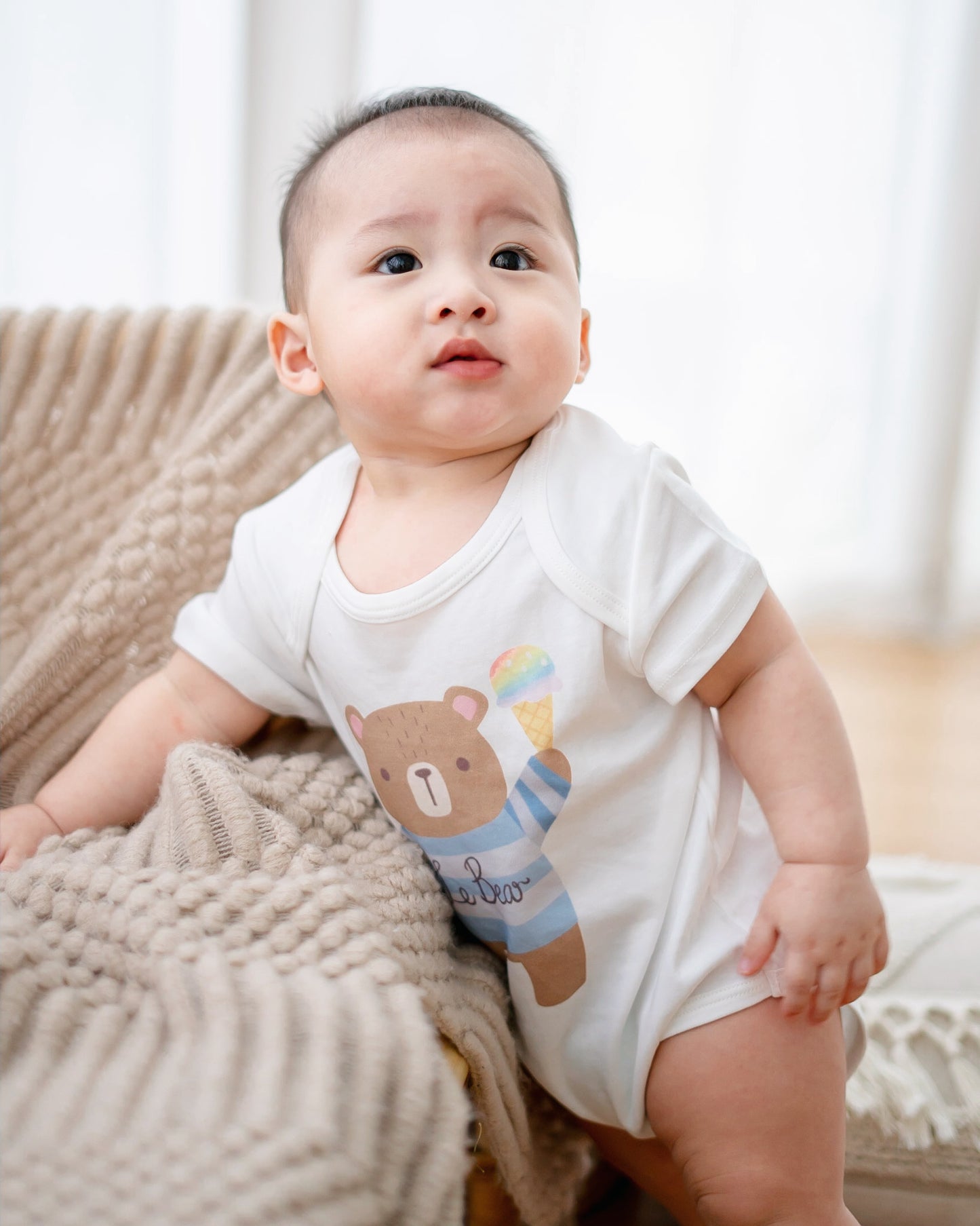 Ice Cream Bear Onesie in White