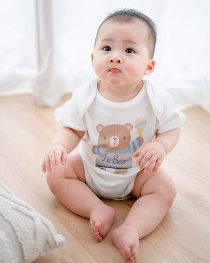 Ice Cream Bear Onesie in White