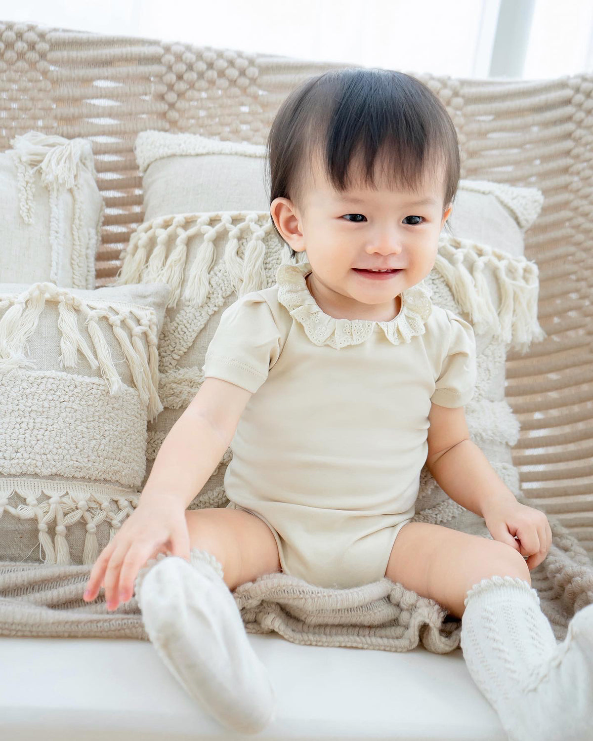 Gael Lace Onesie in Beige