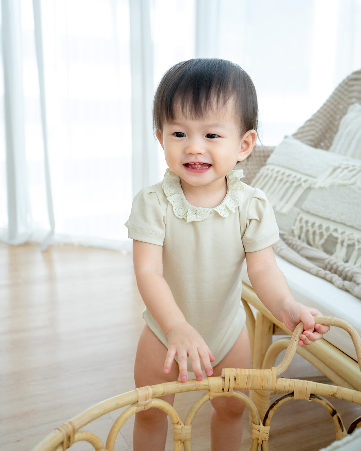 Gael Lace Onesie in Beige