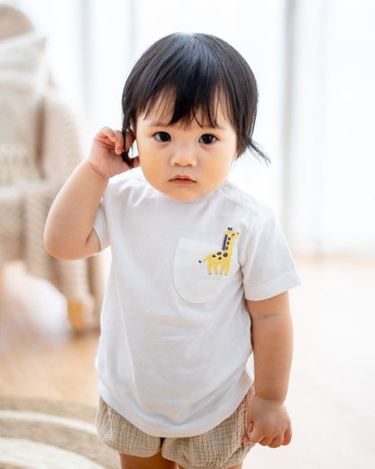 Giraffe Embroidery Top in White