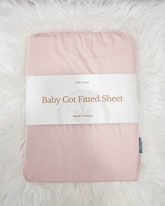 Oak and Sand Baby Cot Sheet in Nude Pink