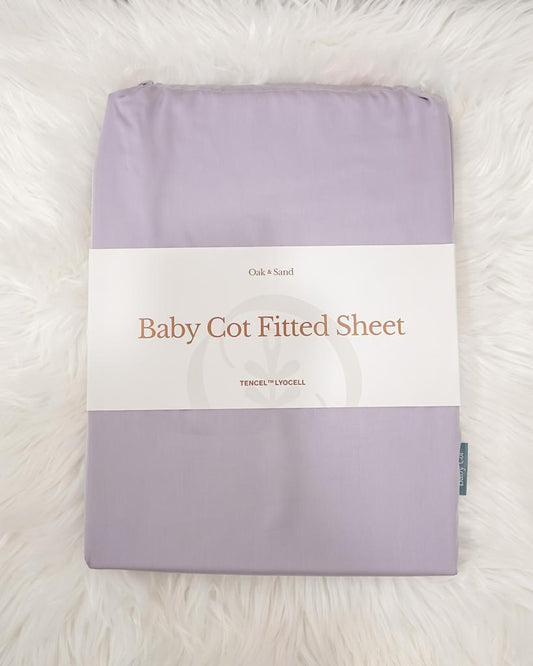 Oak and Sand Baby Cot Sheet in Languid Lavender Purple